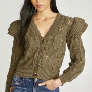 Driftwood Molly Ruffle sleeve cardigan sweater